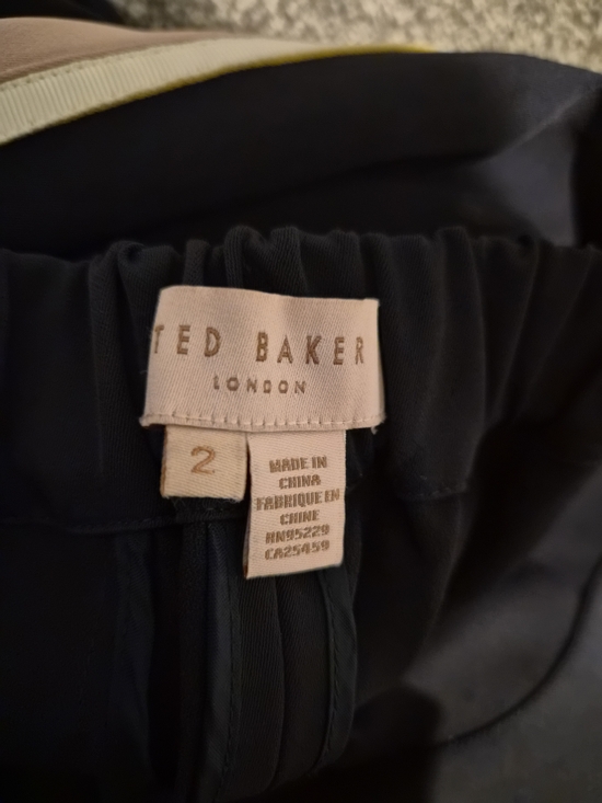 Ted Baker Dark Blue Wide-Leg Side-Trim Pants with Pink & Yellow Accents - Picture 5 of 10